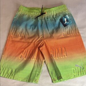 Puma Multicolor Striped Lined Swim Trunks Shorts Boys Size XL